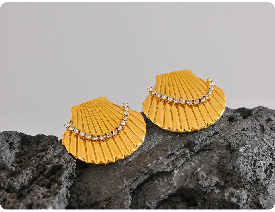 Golden Shell Stud Earrings