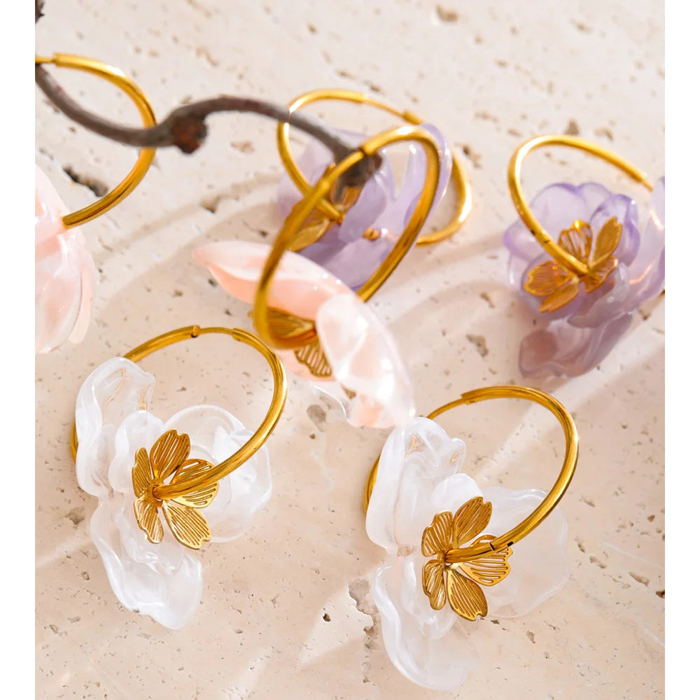Amber Bloom Hoops
