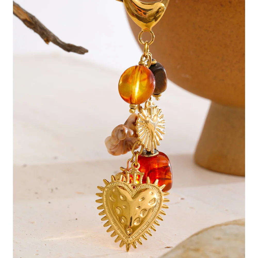 Stainless Resin Heart Chain Pendant Key Chain