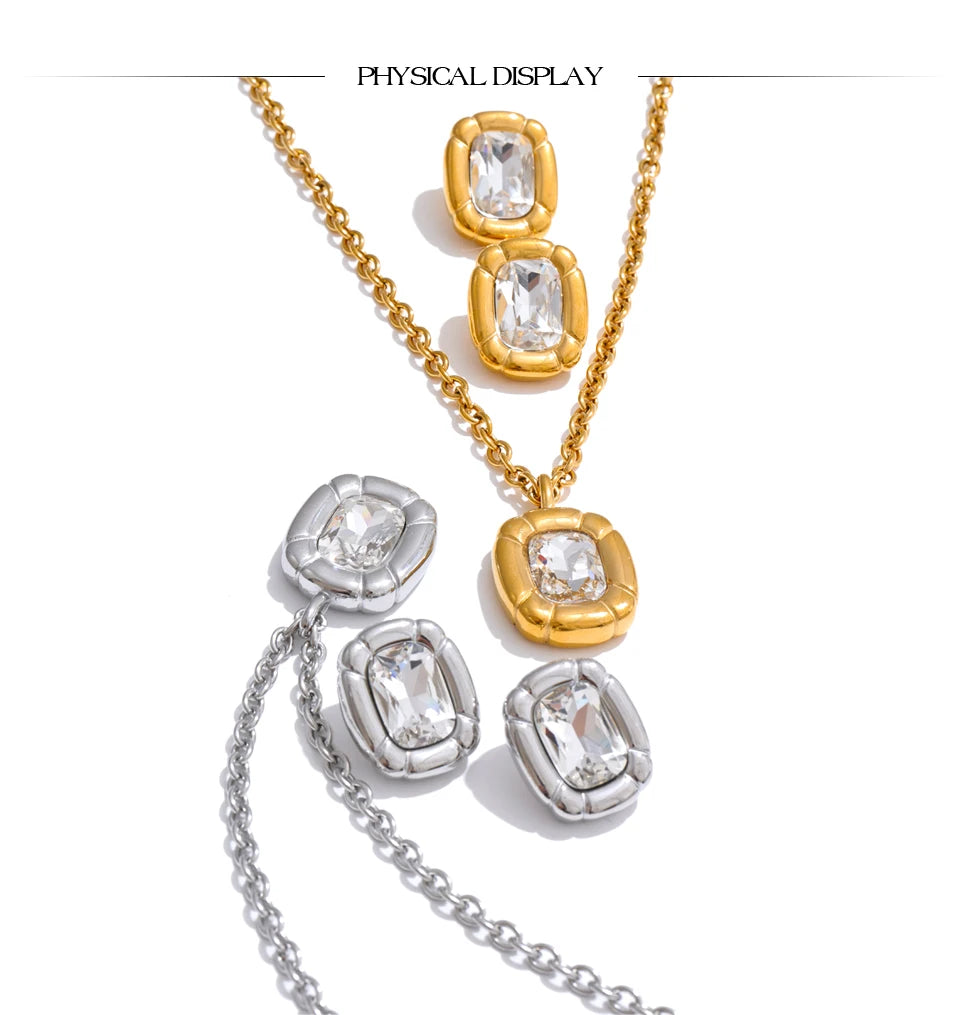 Framed Crystal Necklace &amp; Stud Set