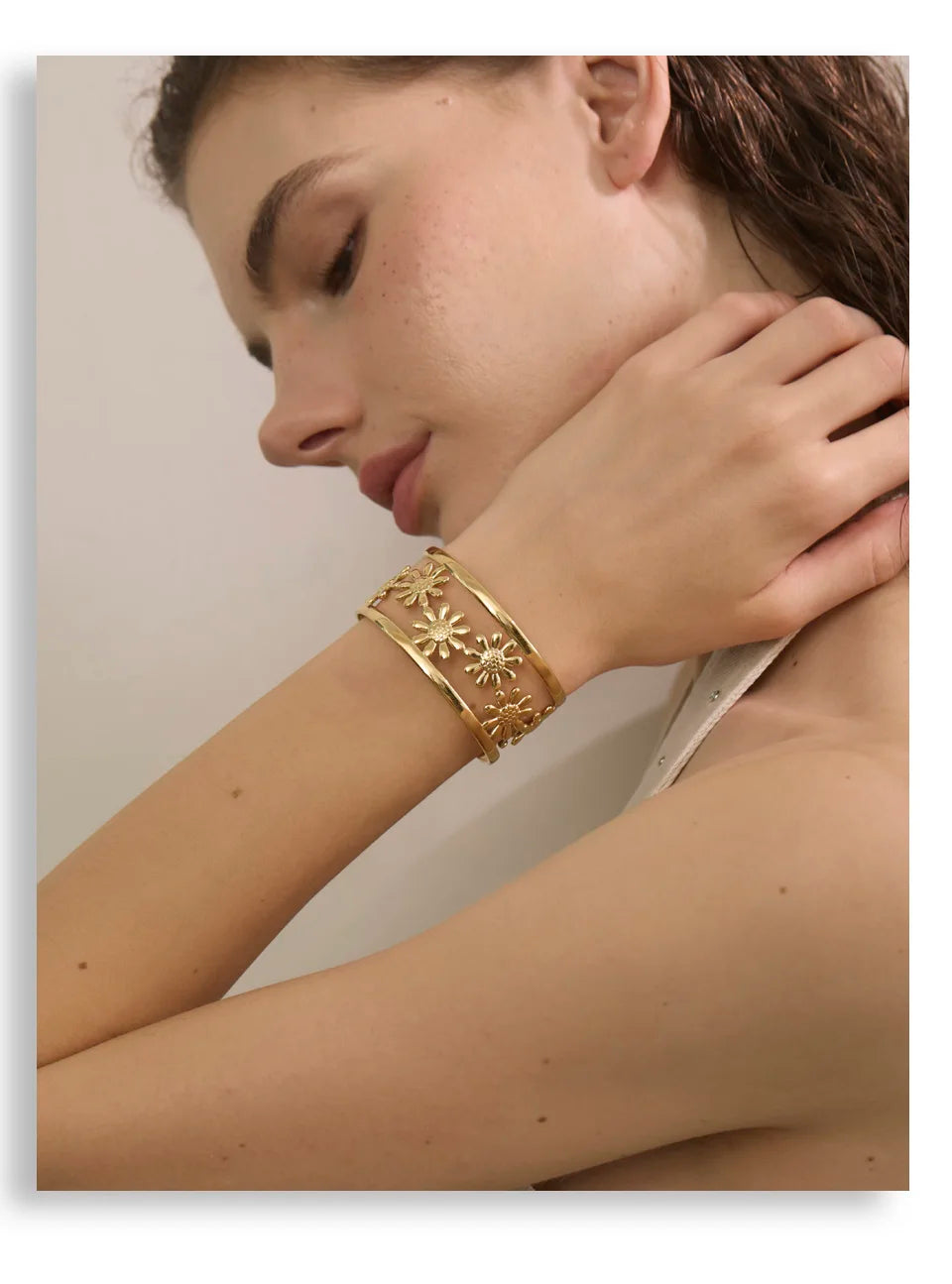 Golden Bloom Cuff Bracelet