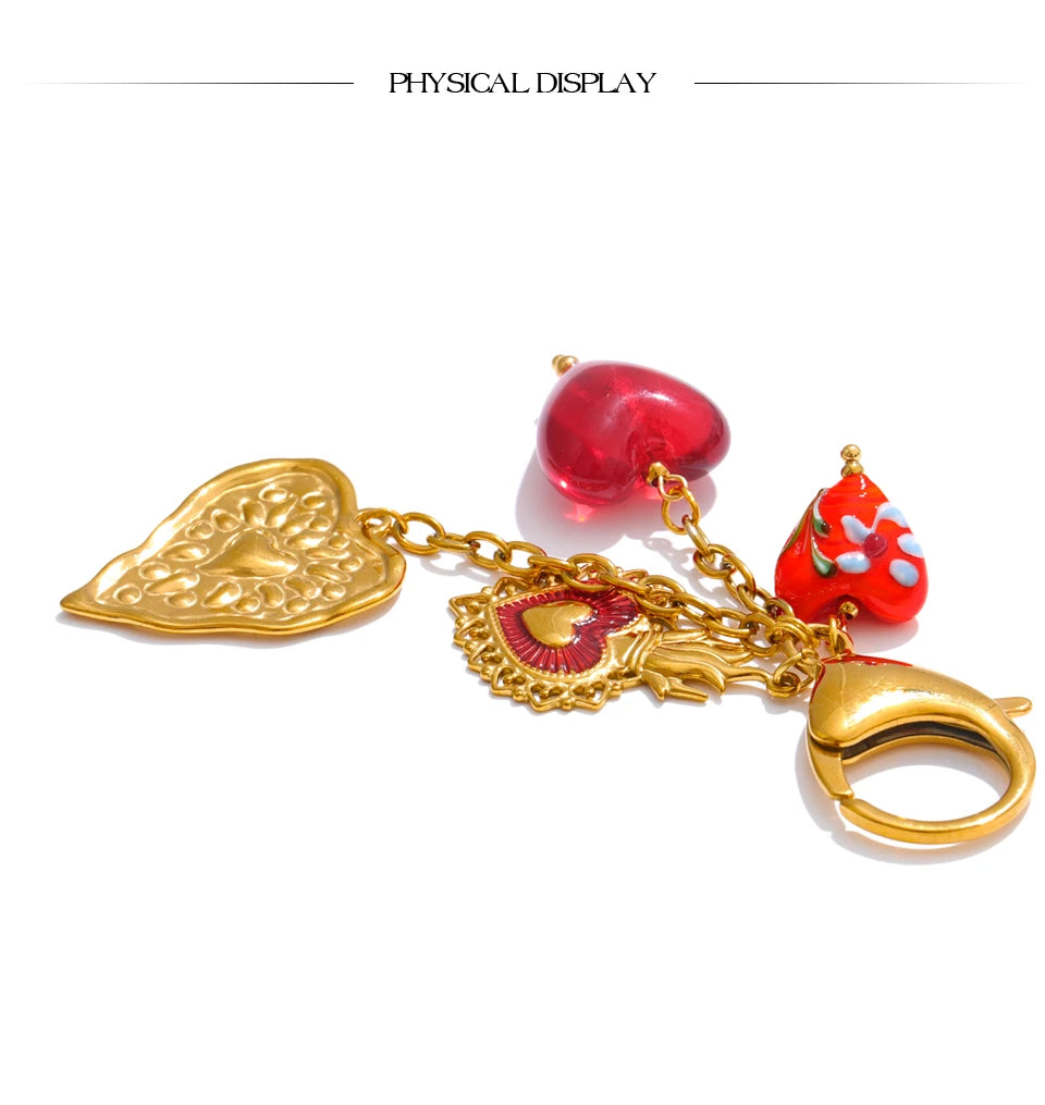 Sweet Romantic Heart Pendant Keychain