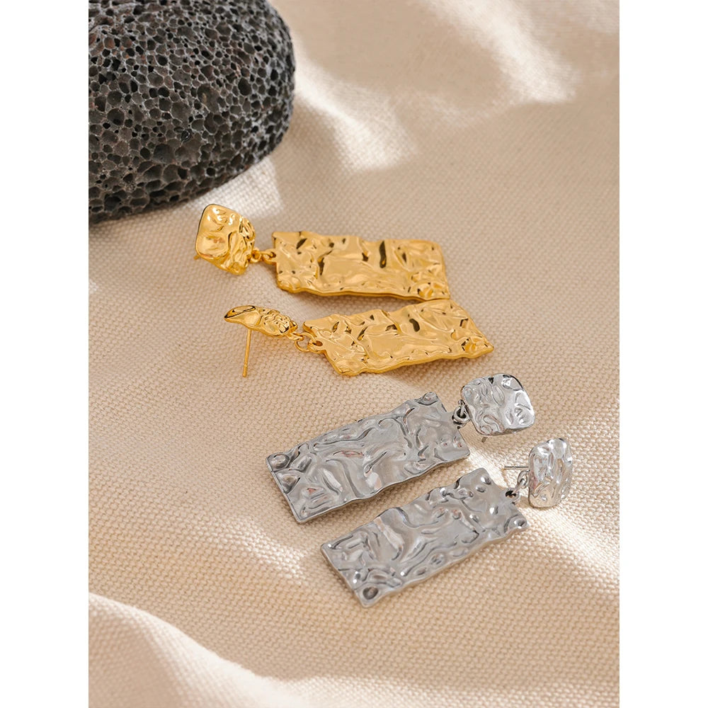 Textured Rectangle Drop Earrings