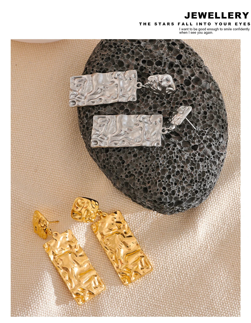 Textured Rectangle Drop Earrings