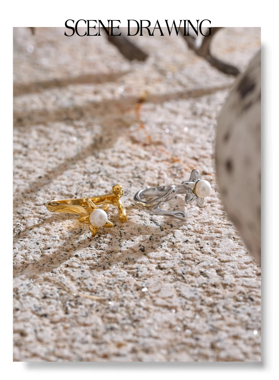 Pearl Flower Open Adjustable Ring