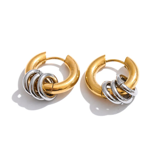 Mixed Metal Hoop Earrings