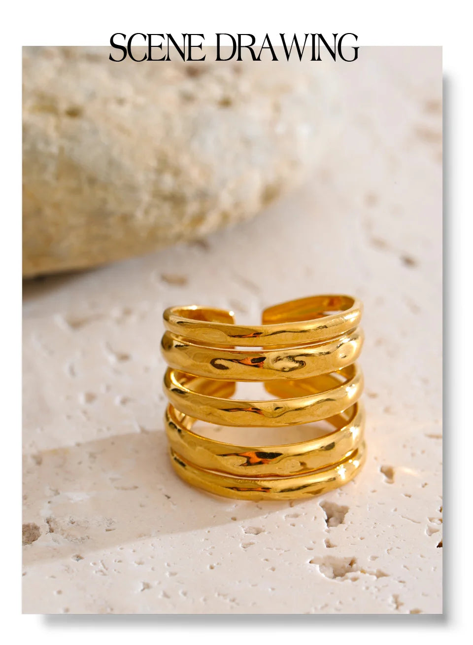Melted Gold Ring Stack