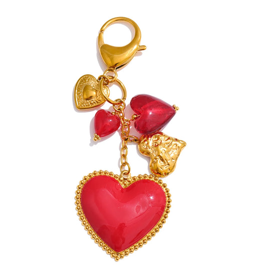 Red Glass Drop Key Chains