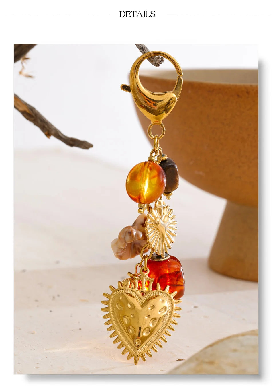 Stainless Resin Heart Chain Pendant Key Chain