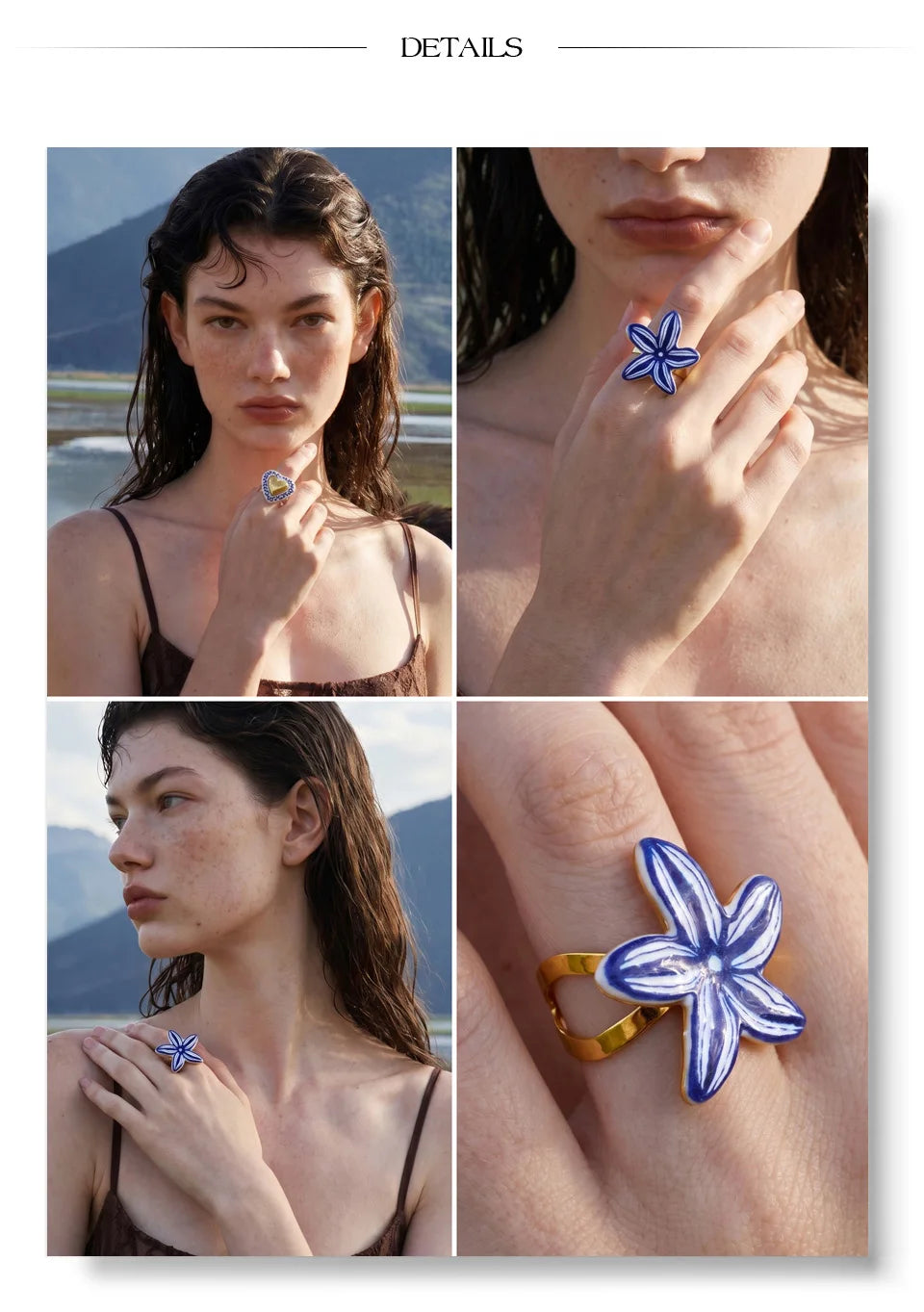 Blue Blossom Statement Ring