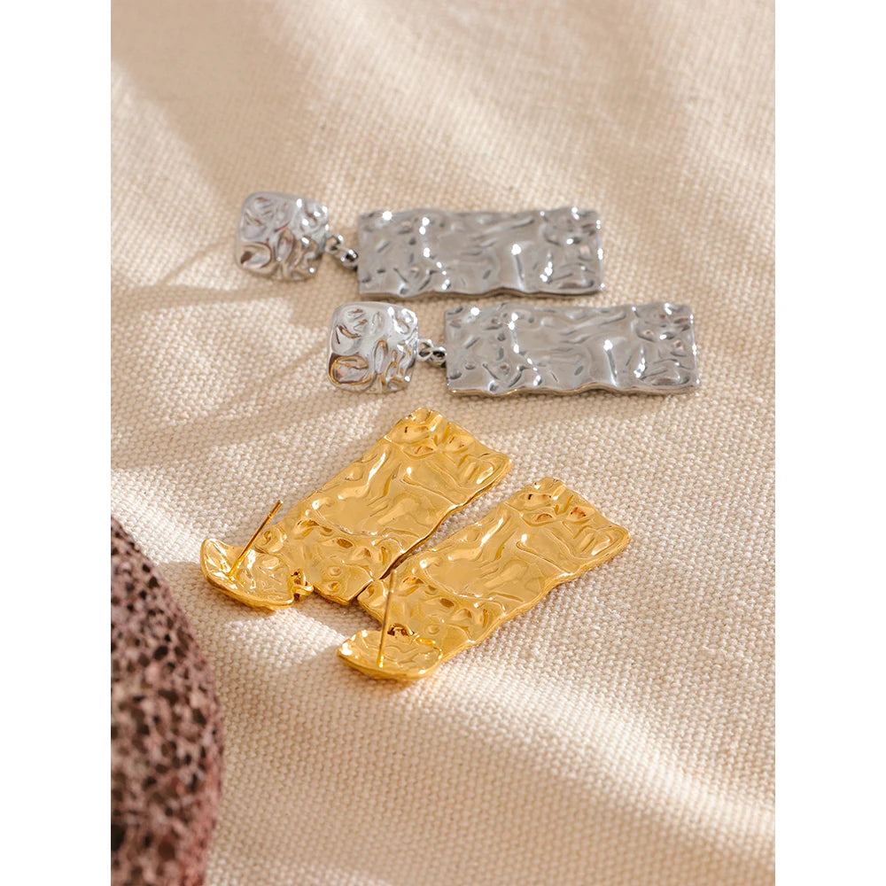 Textured Rectangle Drop Earrings