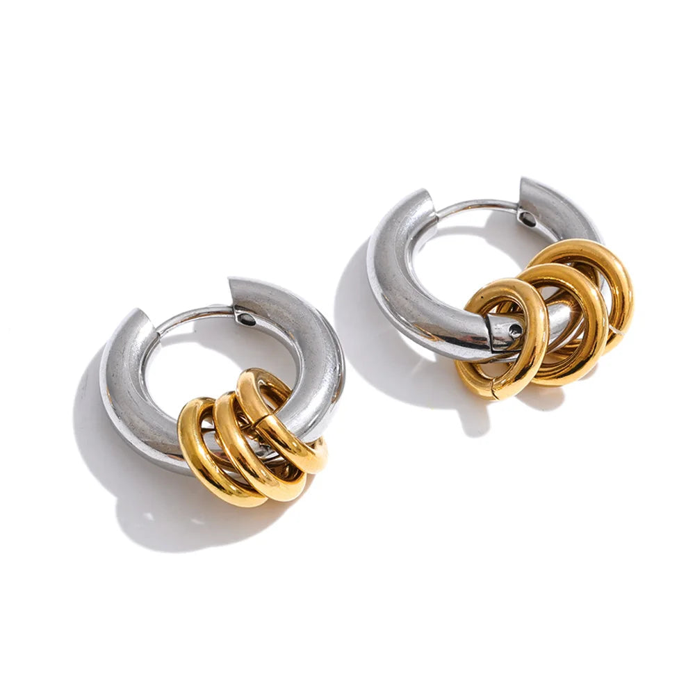 Mixed Metal Hoop Earrings