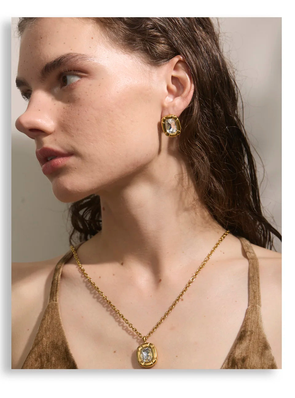 Framed Crystal Necklace &amp; Stud Set