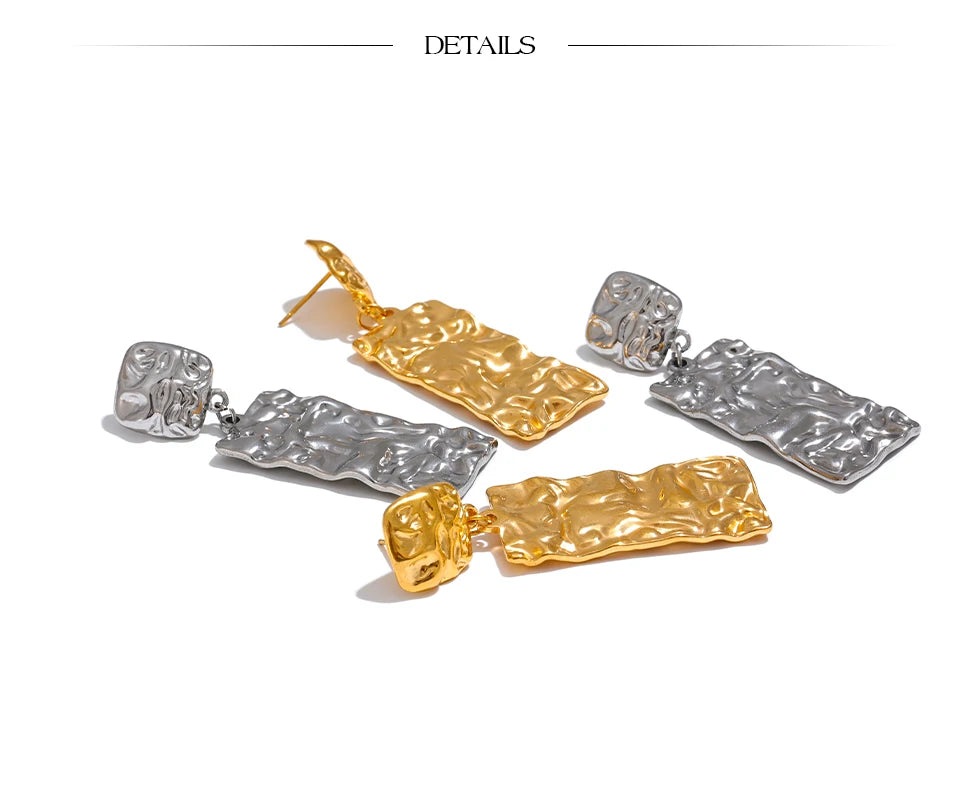 Textured Rectangle Drop Earrings