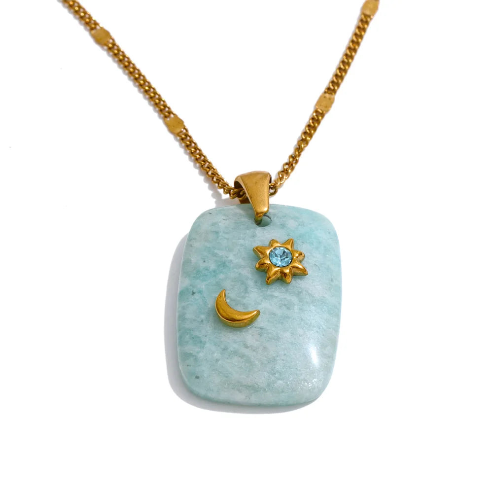 Pastel Stone Charm Necklace Set