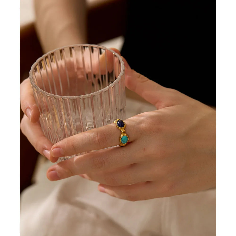 Elegant Geometric Stone Ring