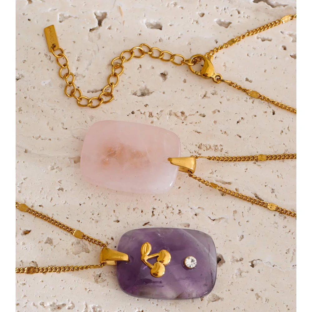 Pastel Stone Charm Necklace Set