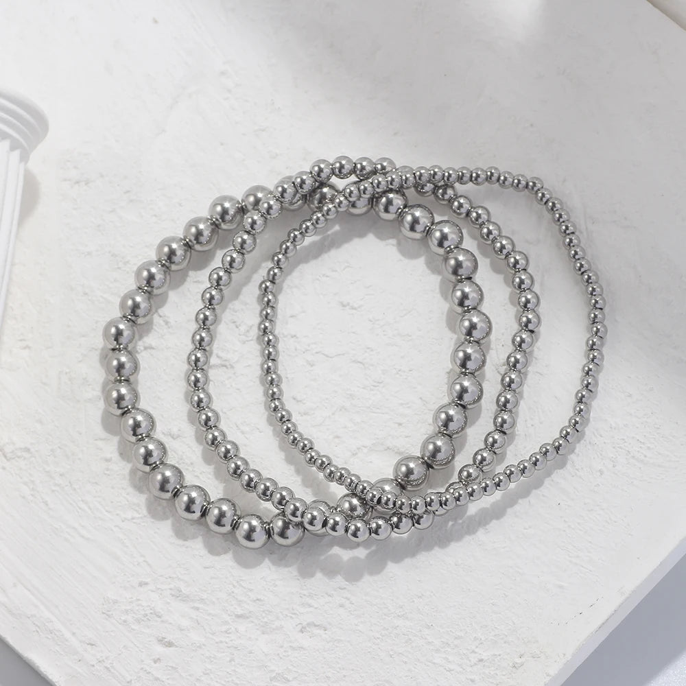 Elegant Stainless Steel Beaded Bracelet