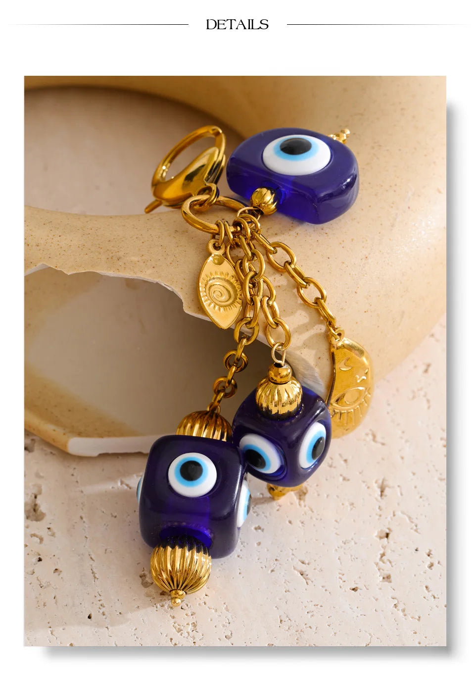 Blue Resin Square Eye Chain Pendant Key Chain