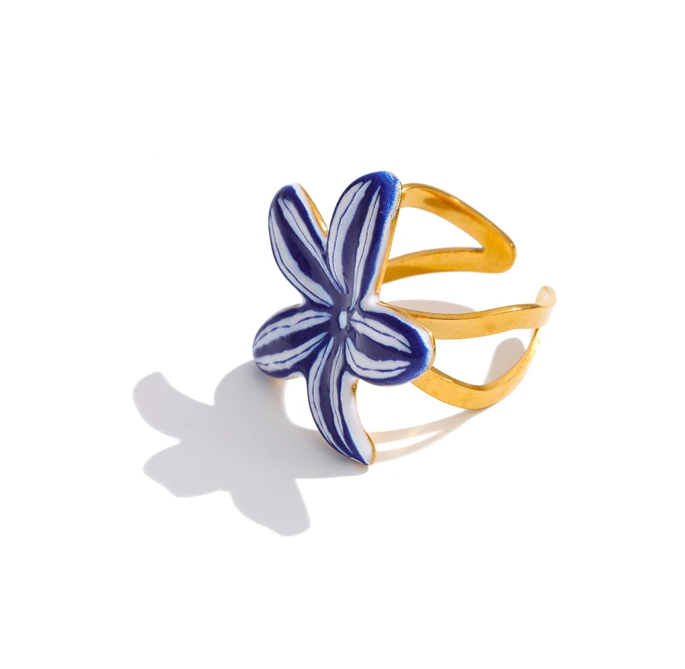 Blue Blossom Statement Ring