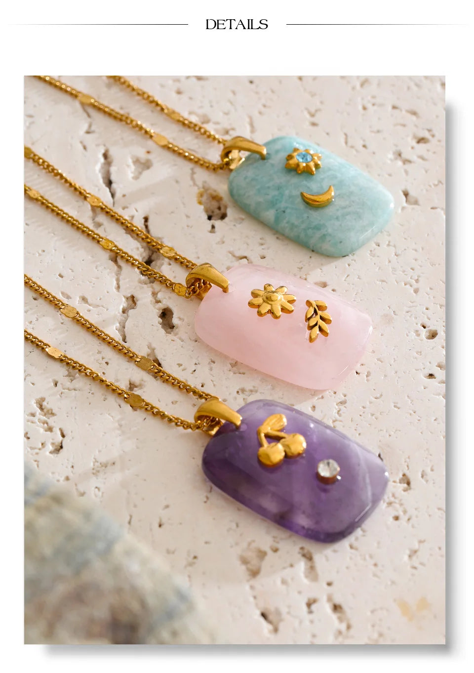 Pastel Stone Charm Necklace Set