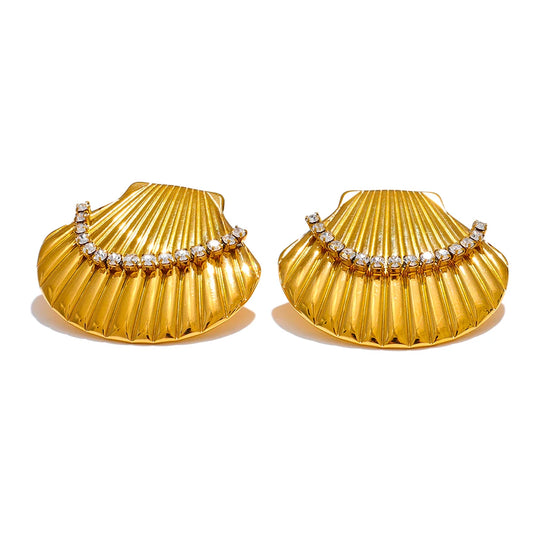 Golden Shell Stud Earrings