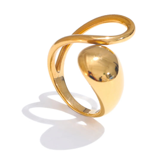 Golden Glam Geometric Ring