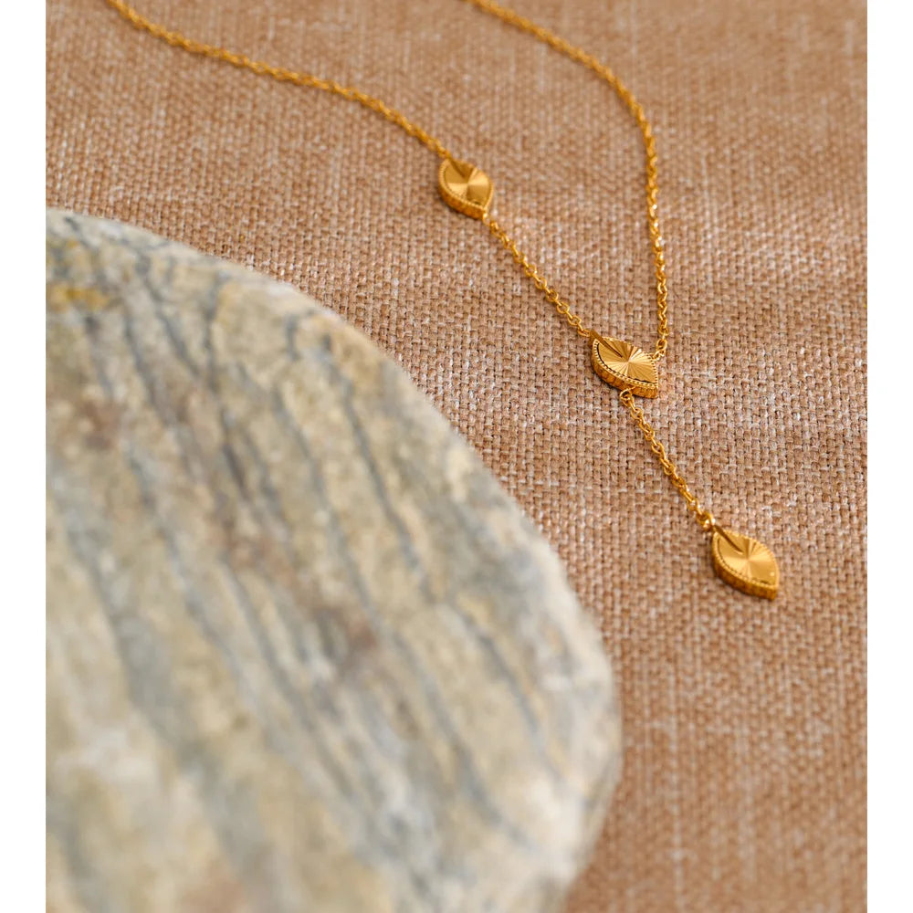 Golden Drop Lariat Necklace