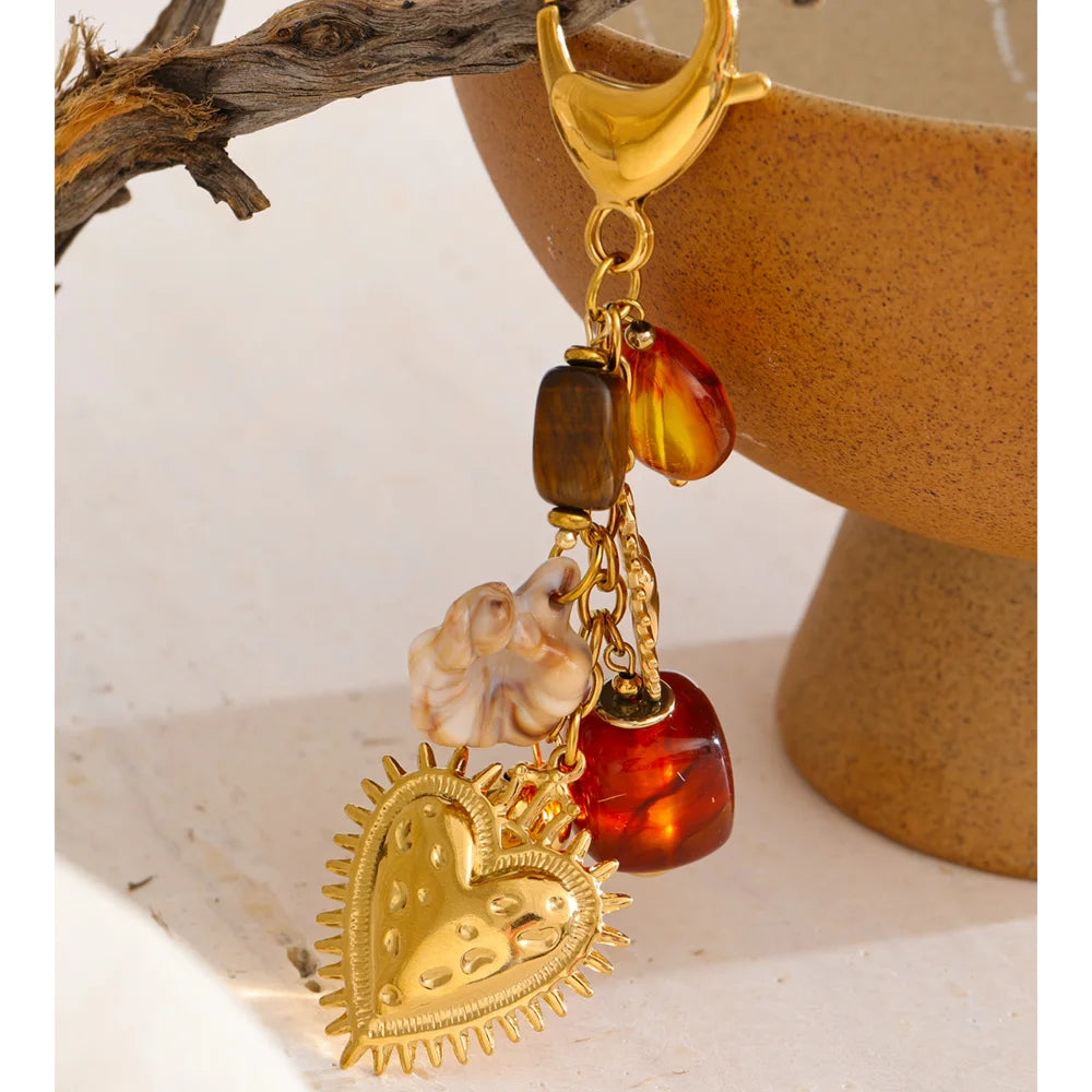 Stainless Resin Heart Chain Pendant Key Chain