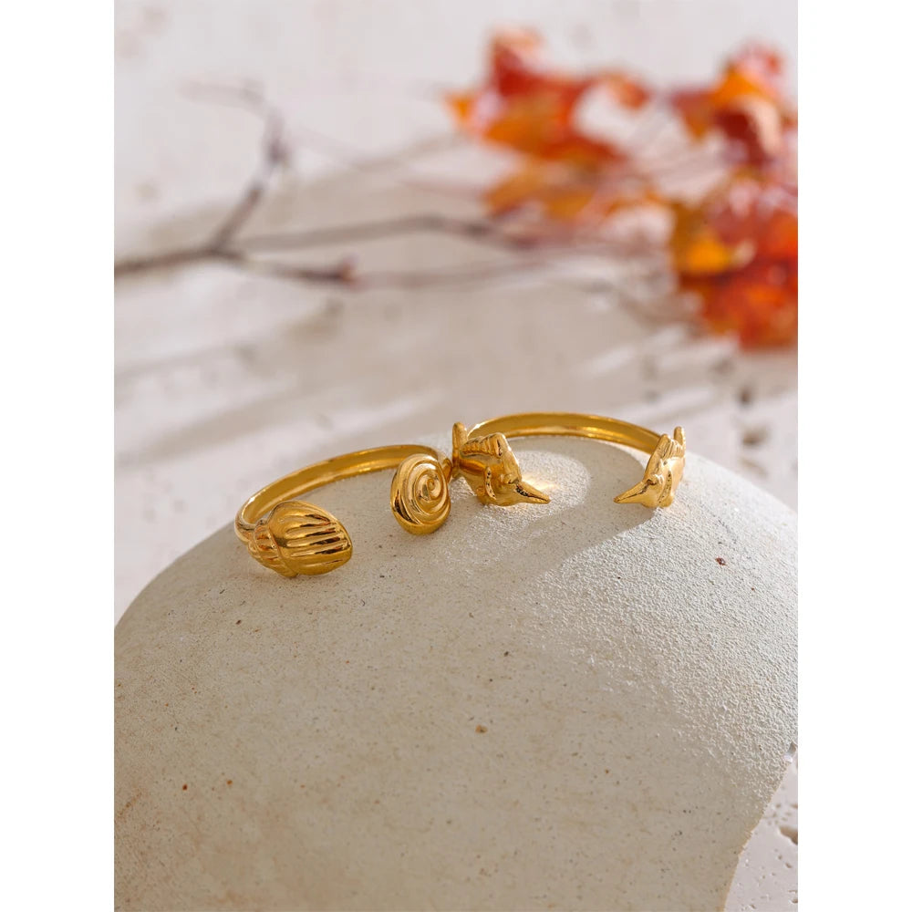 Adjustable Shell Open Ring