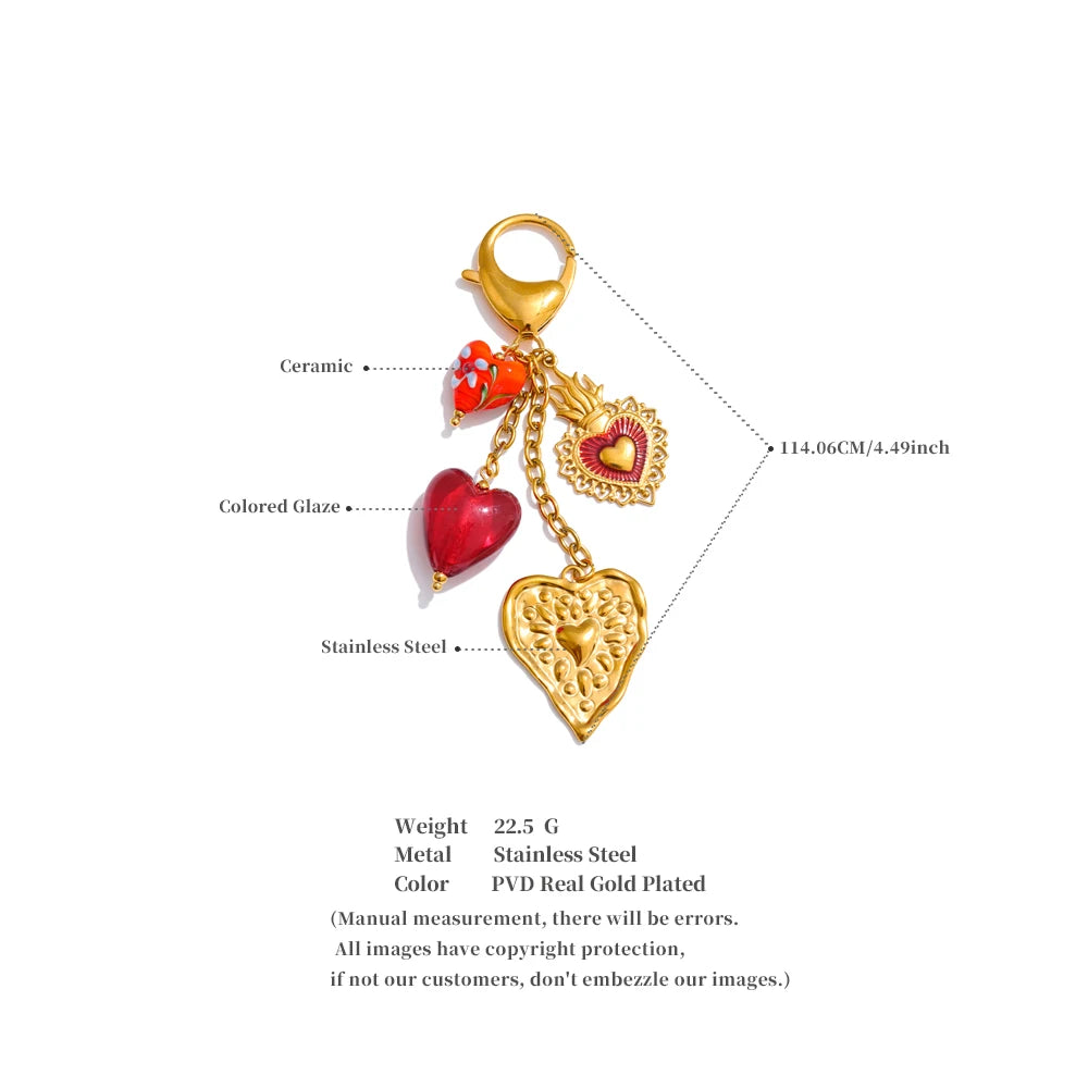 Sweet Romantic Heart Pendant Keychain