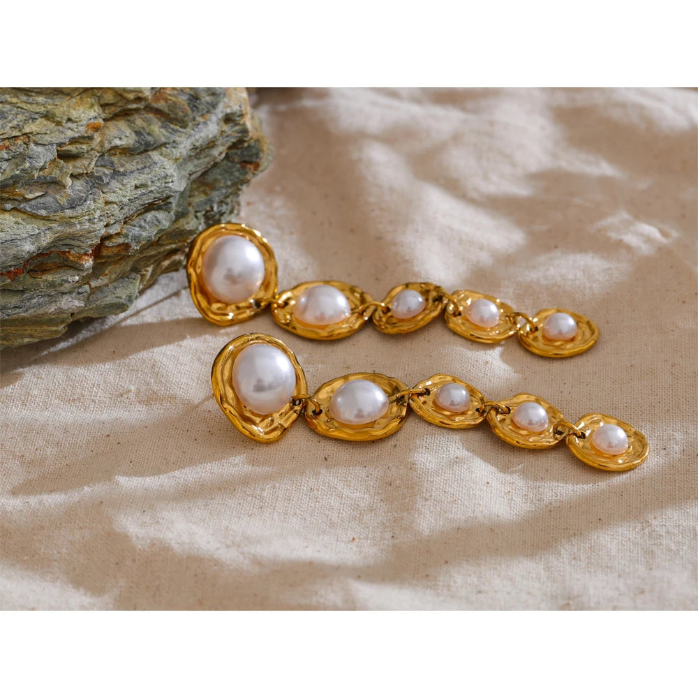 Golden Pearl Drop Earrings