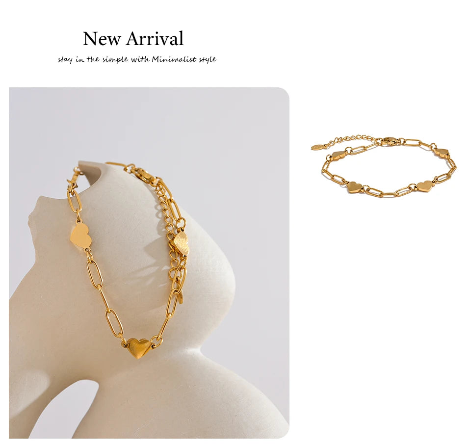 Heart Link Charm Bracelet