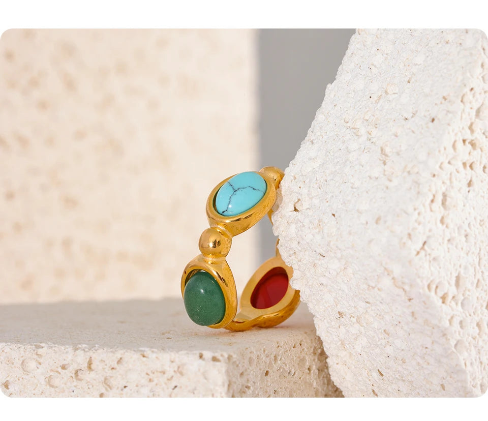 Elegant Geometric Stone Ring