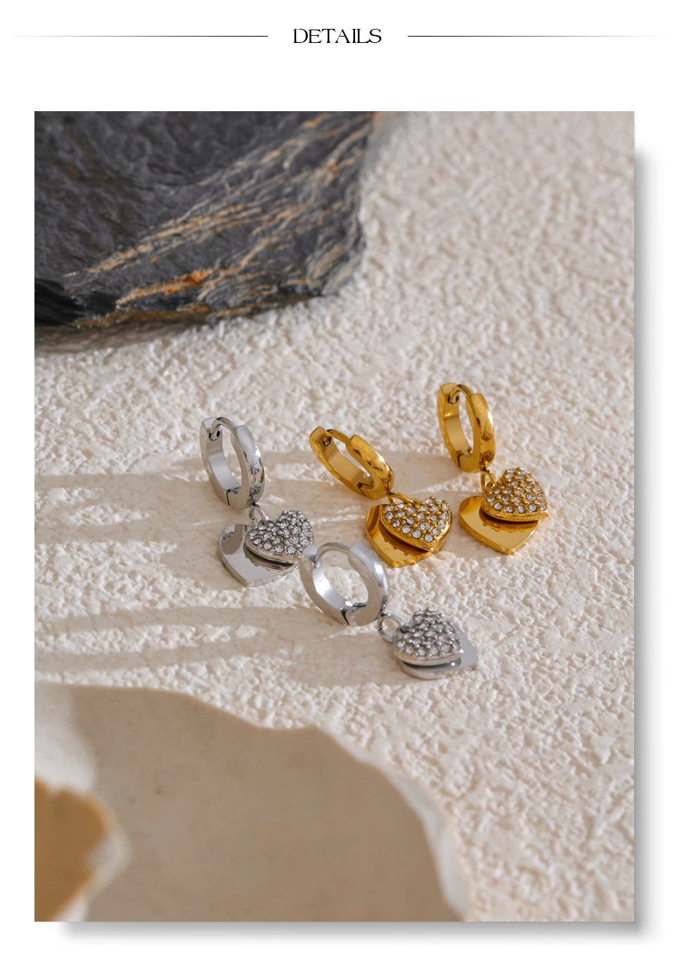 Golden Heart Drop Earrings