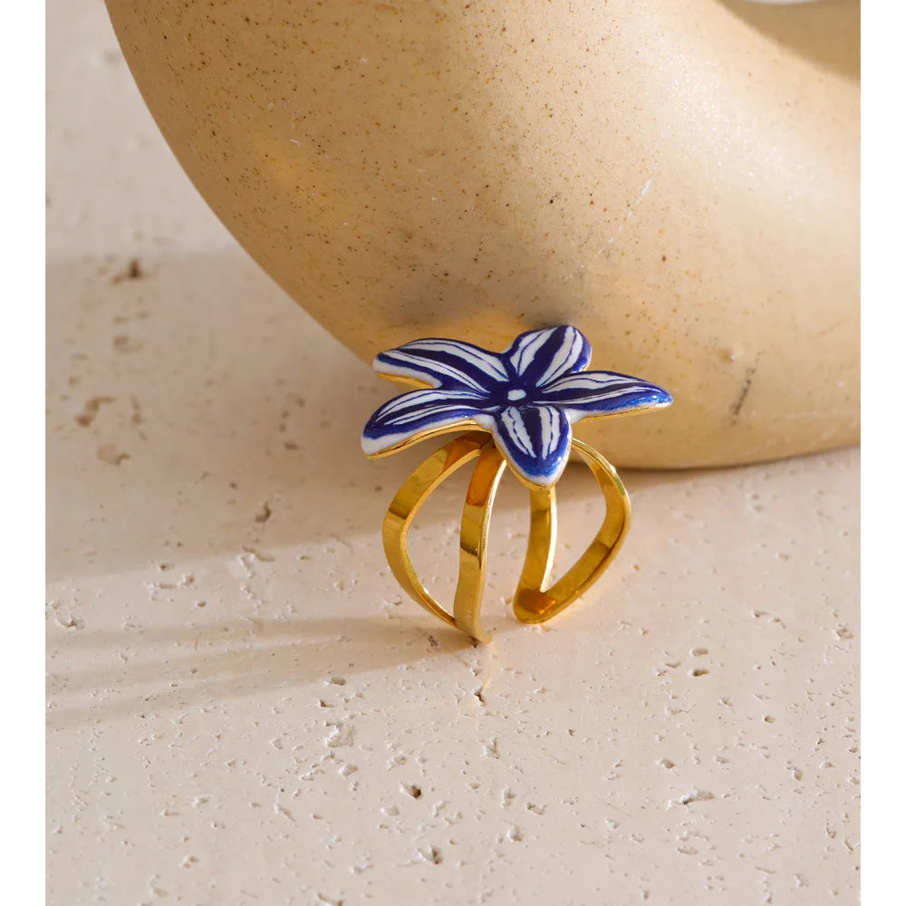 Blue Blossom Statement Ring