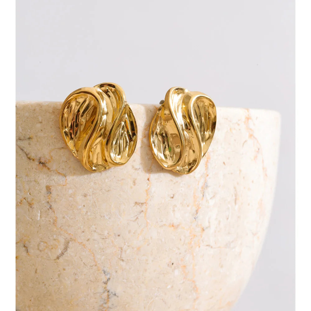 Elegant Sculpted Gold Earrings