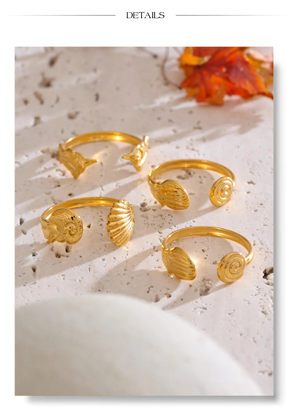 Adjustable Shell Open Ring
