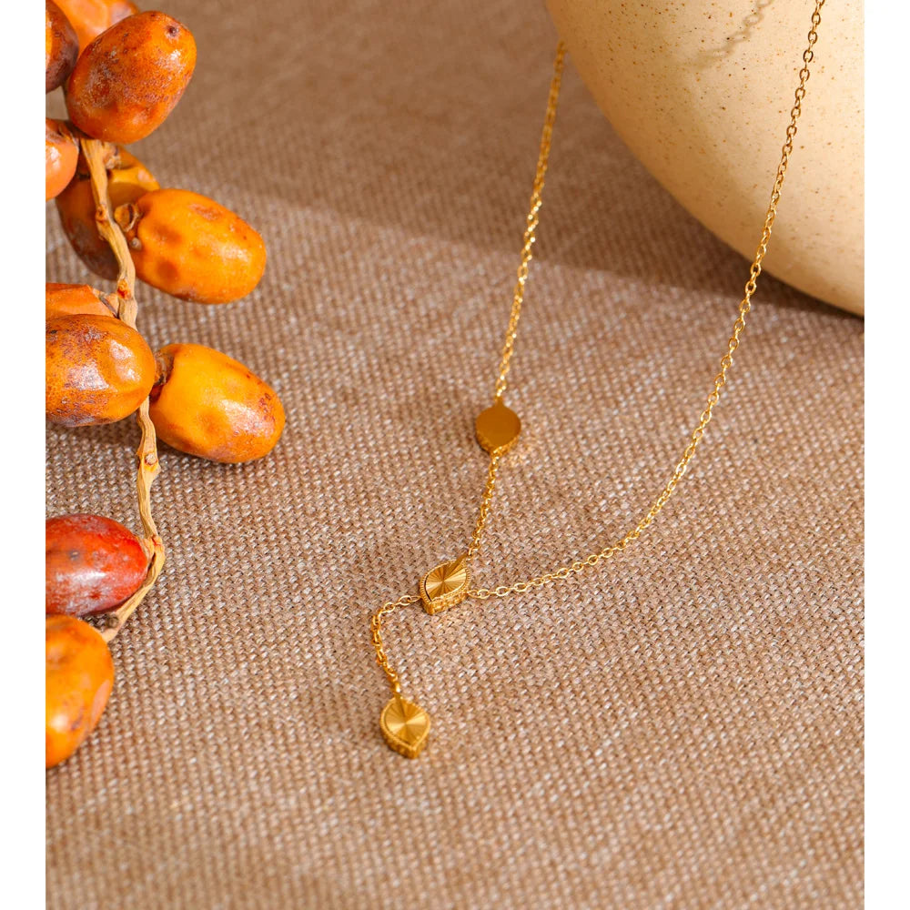 Golden Drop Lariat Necklace