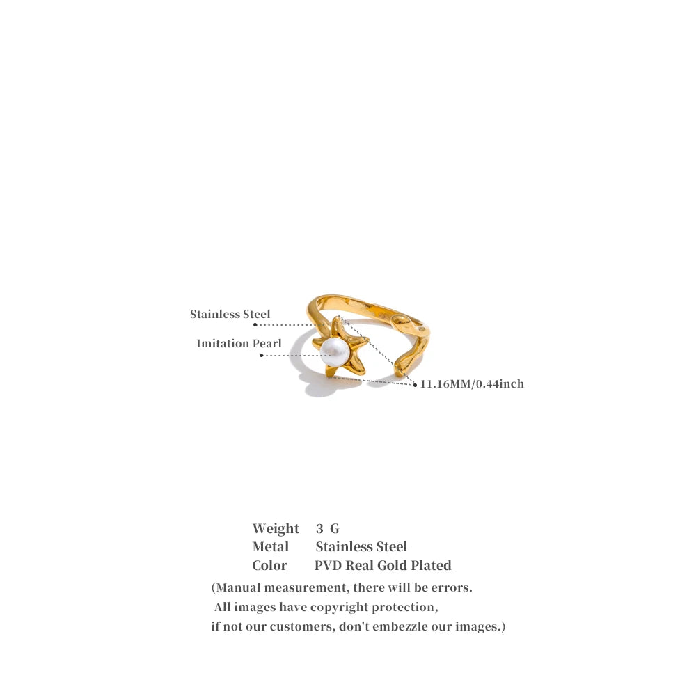 Pearl Flower Open Adjustable Ring