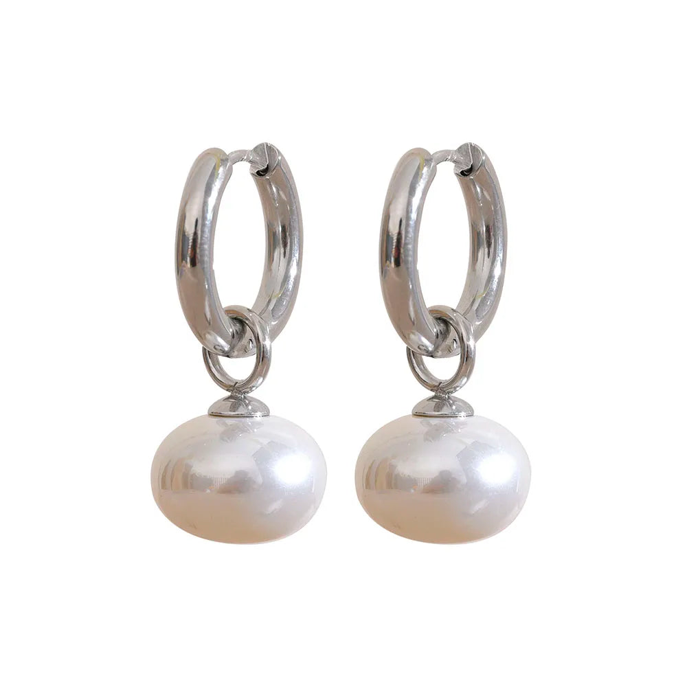 Elegant Pearl Hoop Earrings