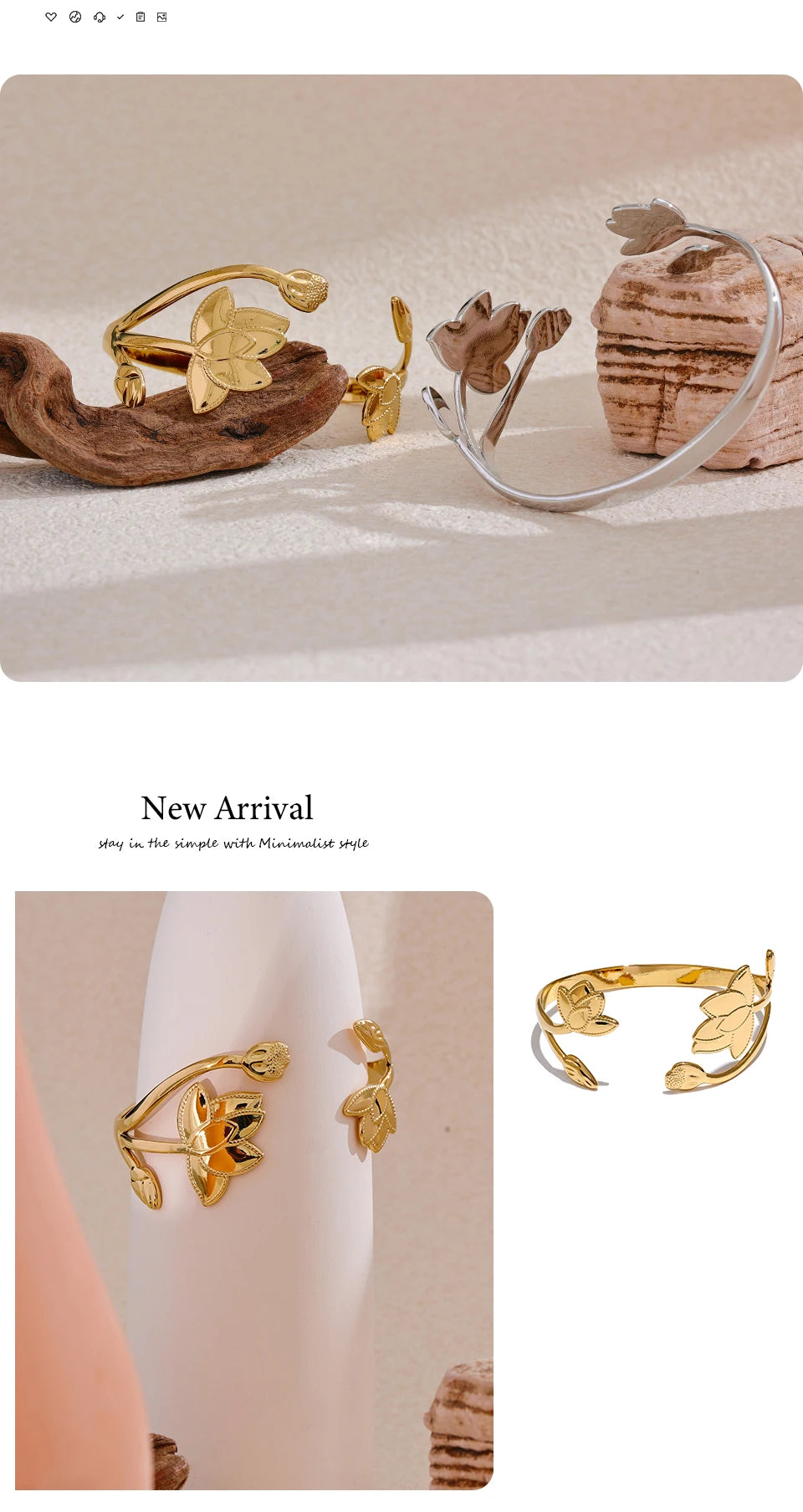 Botanical Open Cuff Bracelet