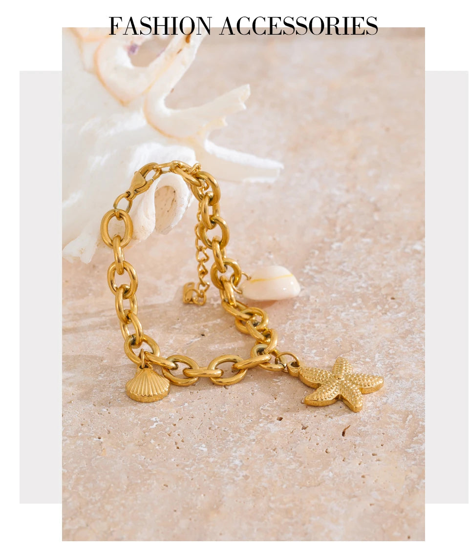 Golden Charm Link Bracelet