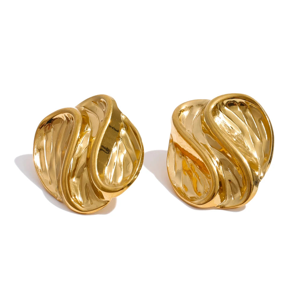 Elegant Sculpted Gold Earrings