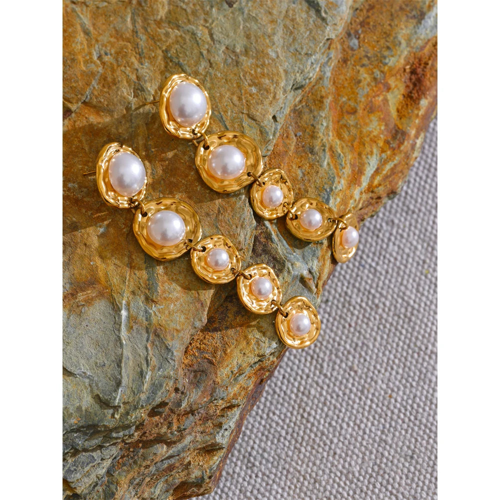 Golden Pearl Drop Earrings