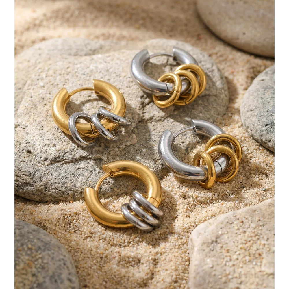 Mixed Metal Hoop Earrings