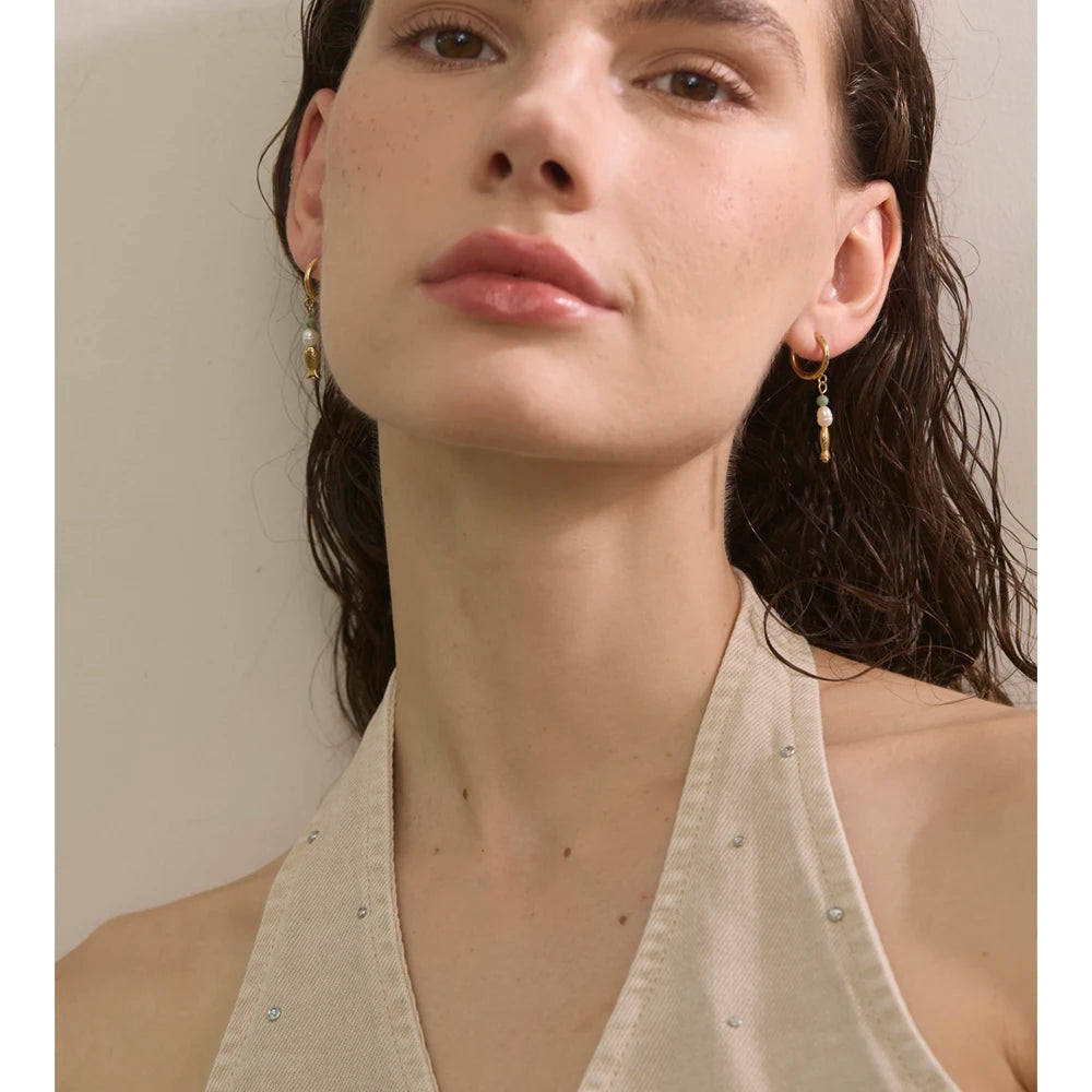 Pearl Fish Dangle Earrings