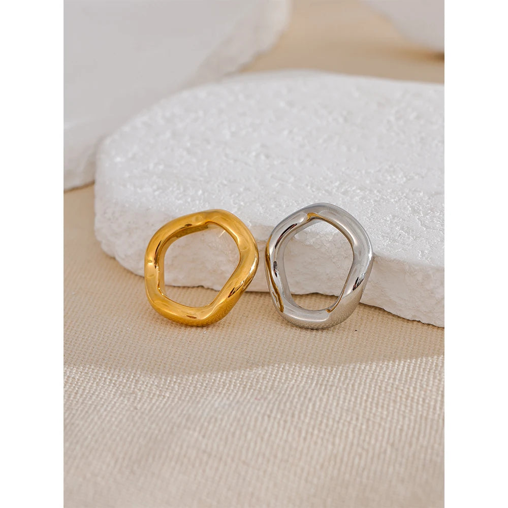 Golden Trendy Geometric Ring