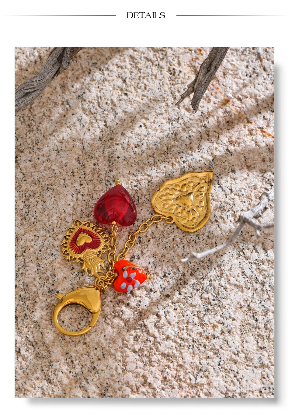 Sweet Romantic Heart Pendant Keychain