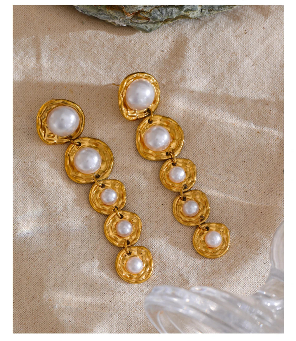 Golden Pearl Drop Earrings